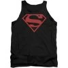 DC COMICS Superman Superboy Red On Black Logo Licensed Adult Unisex Tank Top