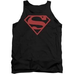 DC COMICS Superman Superboy Red On Black Logo Licensed Adult Unisex Tank Top