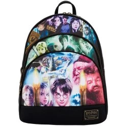 Loungefly Harry Potter Trilogy Triple Pocket Womens Double Strap Shoulder Bag Purse Backpack