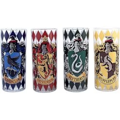 Harry Potter Movies House Crests Glass Tumbler 4 Pack Set