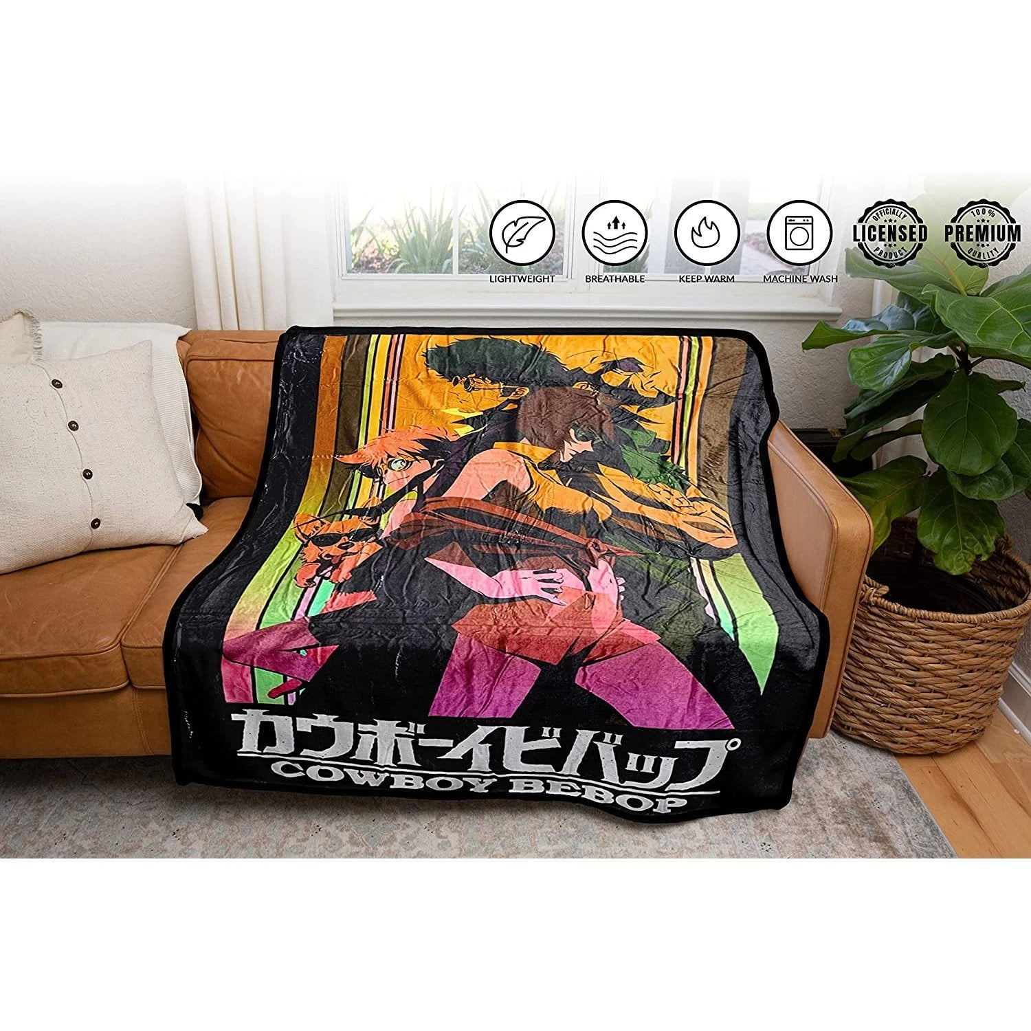 Cowboy Bebop Group Faye Spike Edward Ein Jet Black Fleece Throw Soft Lightweight Blanket 45x60 Inches 7 Cowboy Bebop Group Faye Spike Edward Ein Jet Black Fleece Throw Soft Lightweight Blanket 45x60 Inches - Image 7