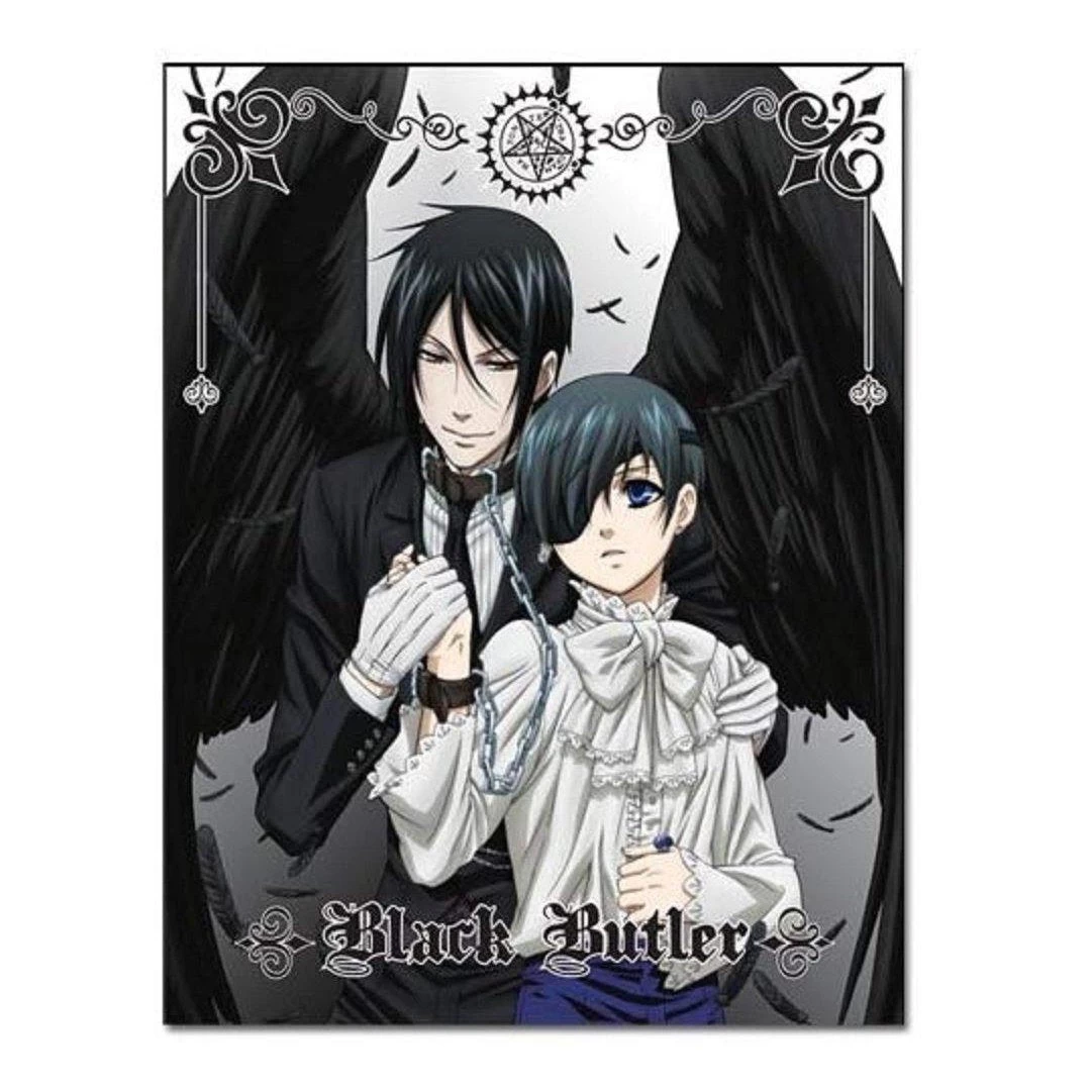 Black Butler - Sebastian And Ciel Black Wings Anime Throw Blanket 1 Black Butler - Sebastian And Ciel Black Wings Anime Throw Blanket