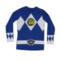 Power Rangers Blue Ranger Costume Adult Long Sleeve Shirt