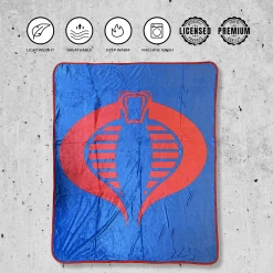Hasbro G.I. Joe Cobra Symbol Blue 80's Cartoon Throw Blanket -Anime Peripherals cobra 1 photoroom 1
