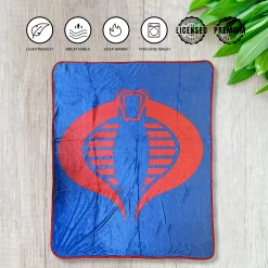 Hasbro G.I. Joe Cobra Symbol Blue 80's Cartoon Throw Blanket -Anime Peripherals cobra 1 photoroom