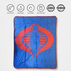 Hasbro G.I. Joe Cobra Symbol Blue 80's Cartoon Throw Blanket -Anime Peripherals cobra 1 photoroom 3