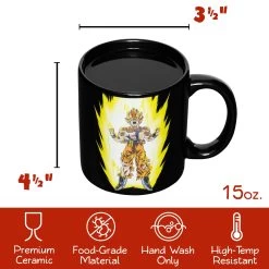 Dragon Ball Z Super Saiyan Goku 16 Oz. Heat Reactive Ceramic Coffee Mug -Anime Peripherals dbz 1 infographic measurements jpeg