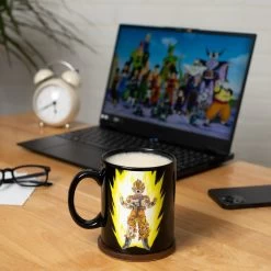 Dragon Ball Z Super Saiyan Goku 16 Oz. Heat Reactive Ceramic Coffee Mug -Anime Peripherals dbz 1 lifestyle on desk jpeg
