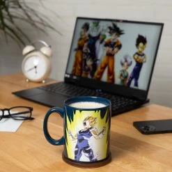 Dragon Ball Z Super Saiyan Vegeta Saiyan Pride 16 Oz. Ceramic Coffee Mug -Anime Peripherals dbz 2 lifestyle on desk jpeg