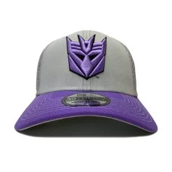 New Era 39THIRTY Transformers Decepticon Symbol Gray & Purple Fitted Hat -Anime Peripherals decfront