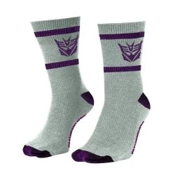 Hasbro Transformers Decepticons Symbol Grey And Purple Crew Socks