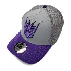 New Era 39THIRTY Transformers Decepticon Symbol Gray & Purple Fitted Hat