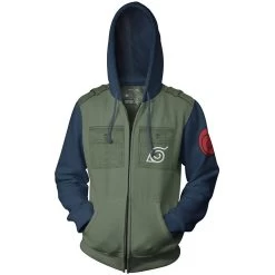 Naruto Shippuden Kakashi Cosplay Military Adult Fleece Zip Up Hoodie Sweatshirt