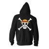 One Piece Luffy Straw Hat Anime Adult Fleece Zip Hoodie
