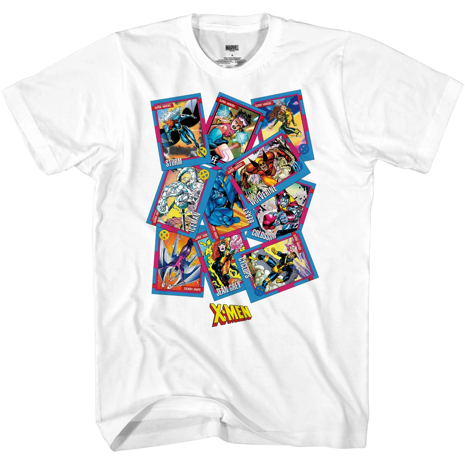 X-Men 90's Trading Cards Collection By Jim Lee Marvel Comics Adult T-Shirt 1 X-Men 90's Trading Cards Collection By Jim Lee Marvel Comics Adult T-Shirt