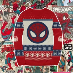 Marvel Spider-Man Symbol Offcially Licesned Adult Holiday Ugly Christmas Sweater -Anime Peripherals mvrcbb9mlc62redhigh resfront photoroom