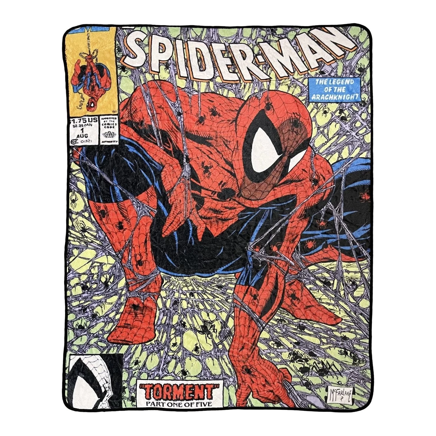 Marvel Spider-Man 90's Cover Torment Fleece Throw Blanket 1 Marvel Spider-Man 90's Cover Torment Fleece Throw Blanket