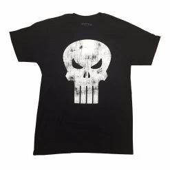 The Punisher White Skull Logo Distressed Marvel Comics Adult T-Shirt