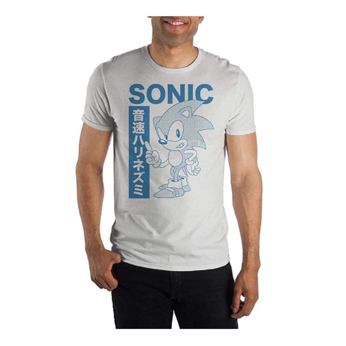 Sega Sonic The Hedgehog Kanji Glitch Adult T Shirt 2 Sega Sonic The Hedgehog Kanji Glitch Adult T Shirt - Image 2
