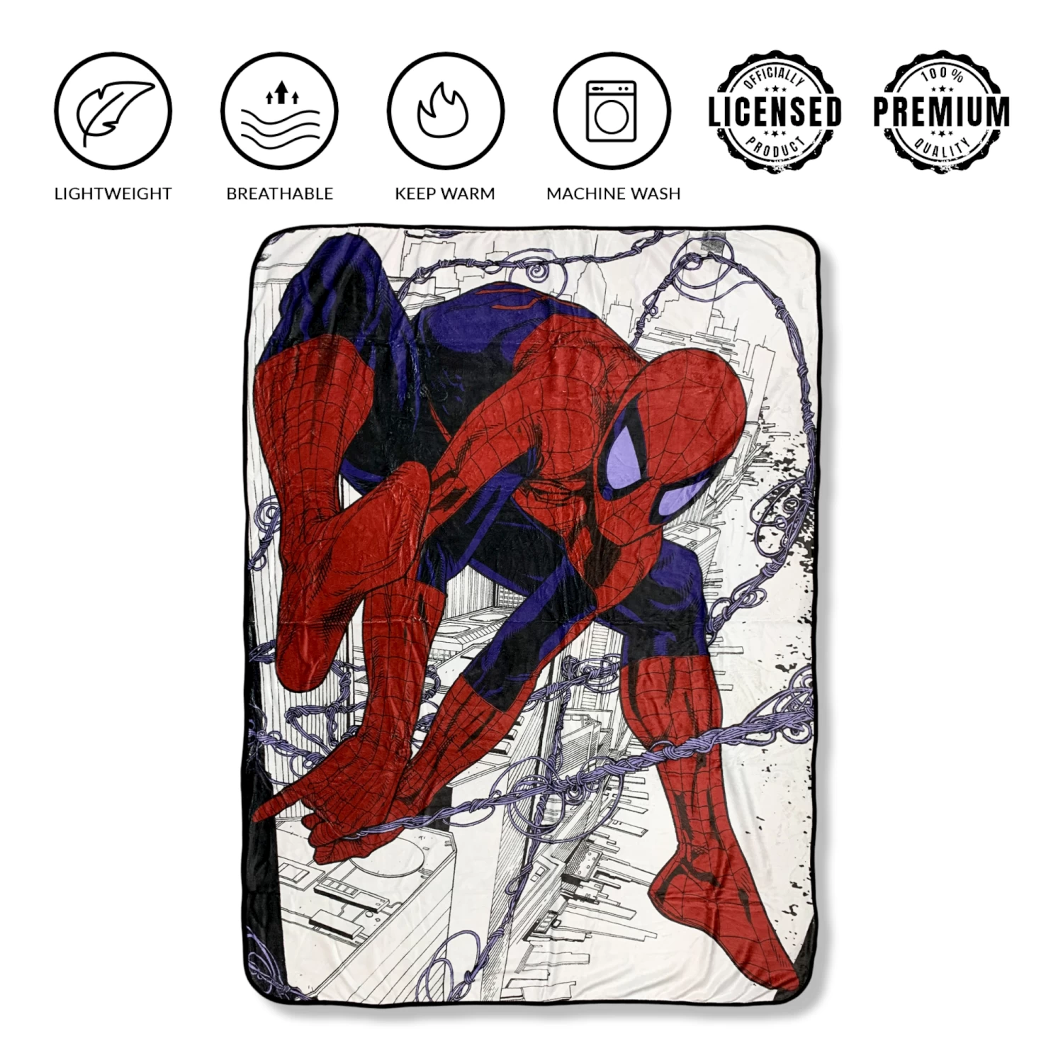 Spider-Man Webslinger Marvel Flannel Fleece Throw Super Soft Lightweight Fleece Blanket 45x60in 7 Spider-Man Webslinger Marvel Flannel Fleece Throw Super Soft Lightweight Fleece Blanket 45x60in - Image 7