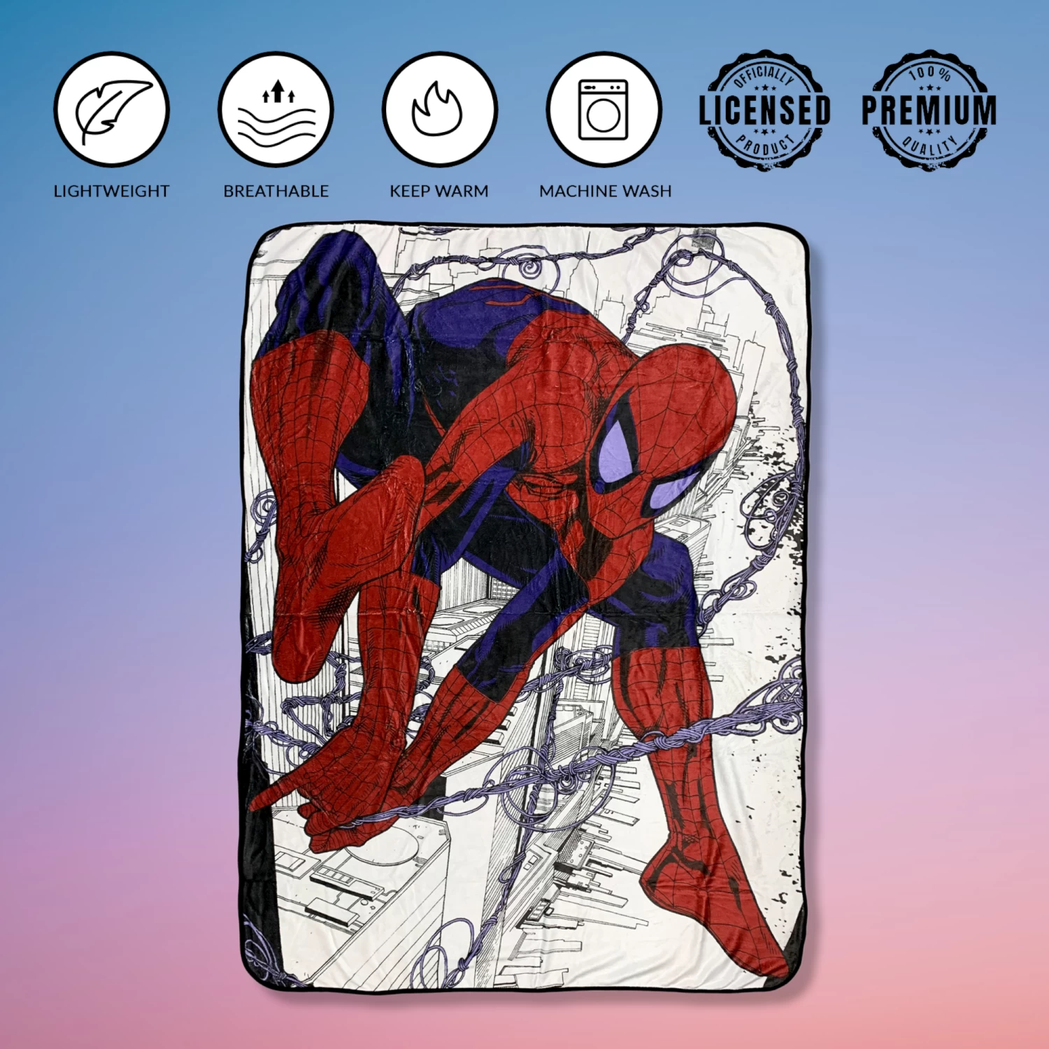 Spider-Man Webslinger Marvel Flannel Fleece Throw Super Soft Lightweight Fleece Blanket 45x60in 5 Spider-Man Webslinger Marvel Flannel Fleece Throw Super Soft Lightweight Fleece Blanket 45x60in - Image 5