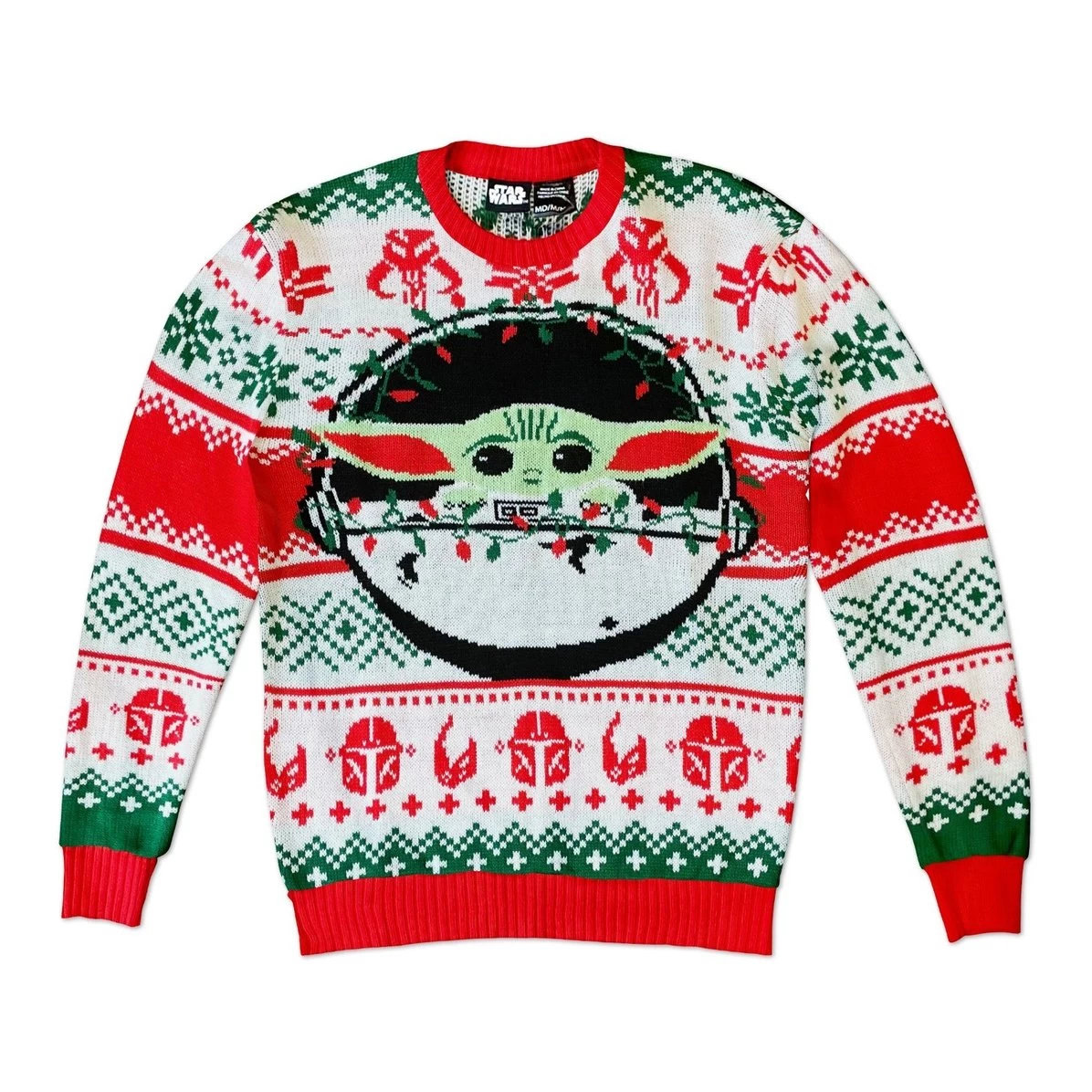Star Wars The Mandalorian The Child With Lights Adult Ugly Christmas Sweater 1 Star Wars The Mandalorian The Child With Lights Adult Ugly Christmas Sweater