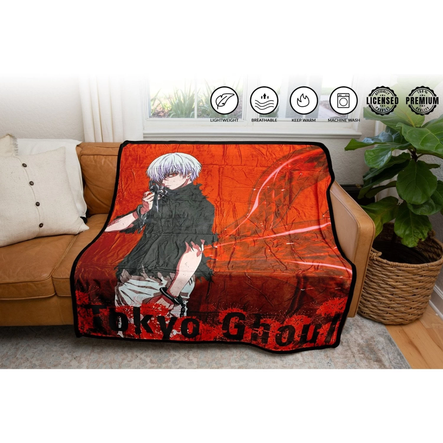Tokyo Ghoul Ken Kaneki Rinkaku Kagune Fleece Throw Soft Lightweight Blanket 45x60 Inches 2 Tokyo Ghoul Ken Kaneki Rinkaku Kagune Fleece Throw Soft Lightweight Blanket 45x60 Inches - Image 2