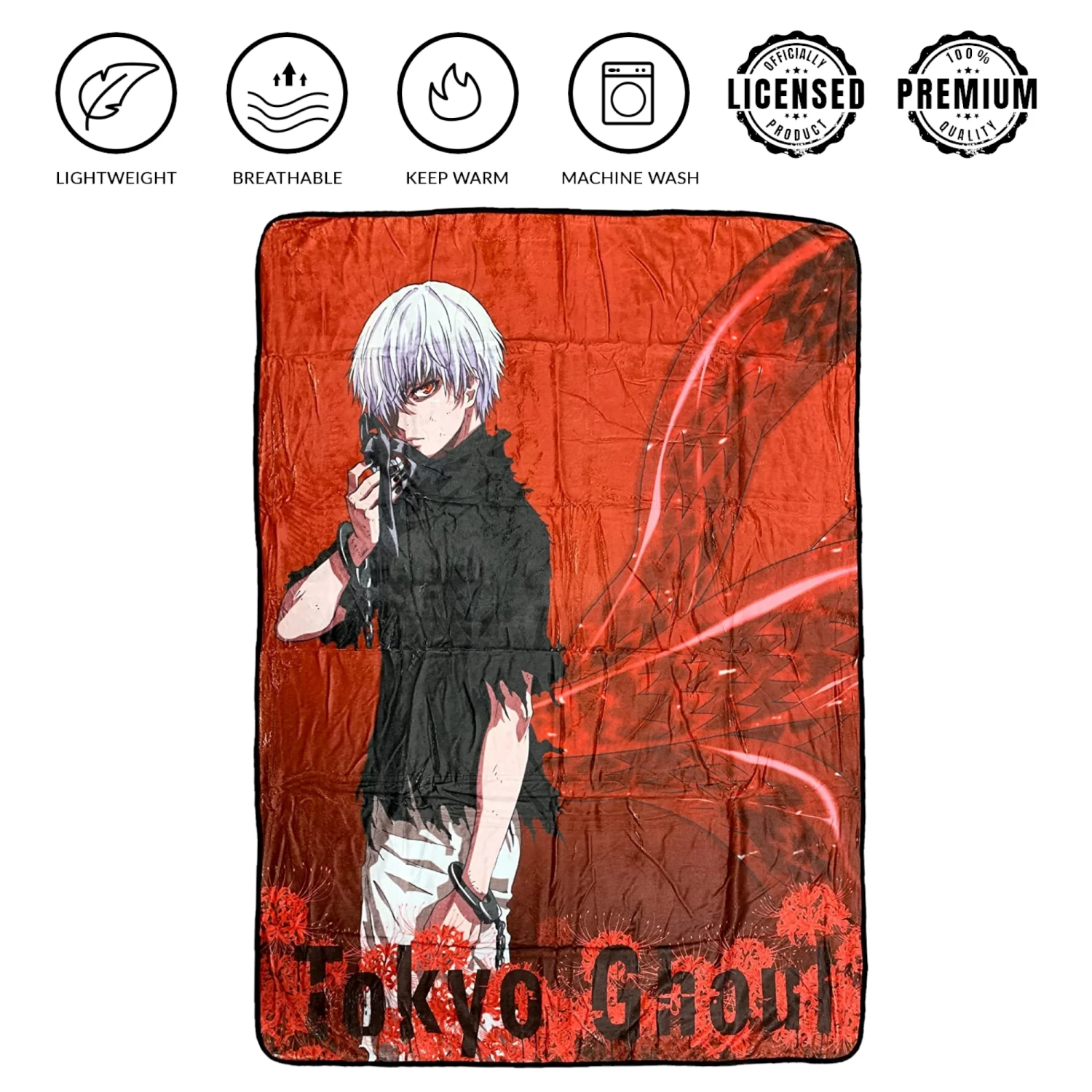 Tokyo Ghoul Ken Kaneki Rinkaku Kagune Fleece Throw Soft Lightweight Blanket 45x60 Inches 6 Tokyo Ghoul Ken Kaneki Rinkaku Kagune Fleece Throw Soft Lightweight Blanket 45x60 Inches - Image 6