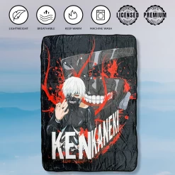 Tokyo Ghoul Ken Kaneki White Hair With Mask Fleece Throw Soft Lightweight Blanket 45x60 Inches -Anime Peripherals tokyo 2 photoroom 1