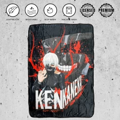 Tokyo Ghoul Ken Kaneki White Hair With Mask Fleece Throw Soft Lightweight Blanket 45x60 Inches -Anime Peripherals tokyo 2 photoroom