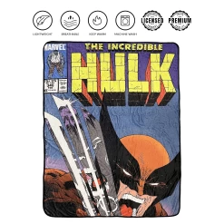 Marvel The Incredible Hulk Vs Wolverine Fleece Throw Blanket -Anime Peripherals wolverine blanket 3 photoroom