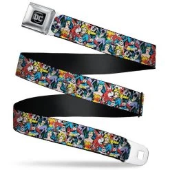 DC COMICS DC Universe Superhero And Villains Collage Full Color Seatbelt Belt